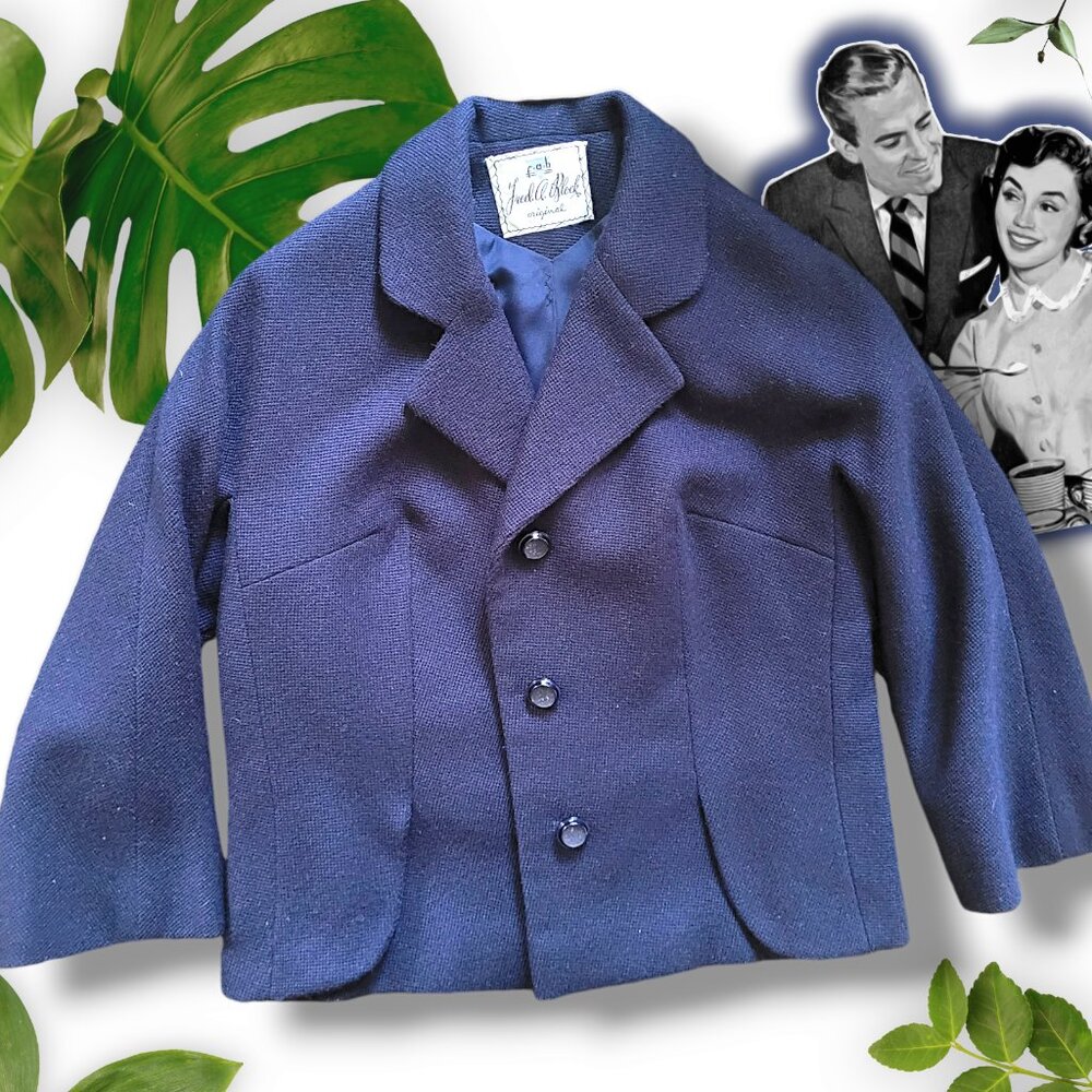 Mid-Century Vintage Navy Jacket, sz XS-Small